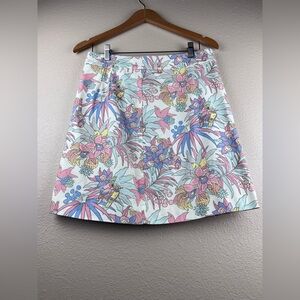 Talbots A-Line Skirt with Pink and Blue Floral Design